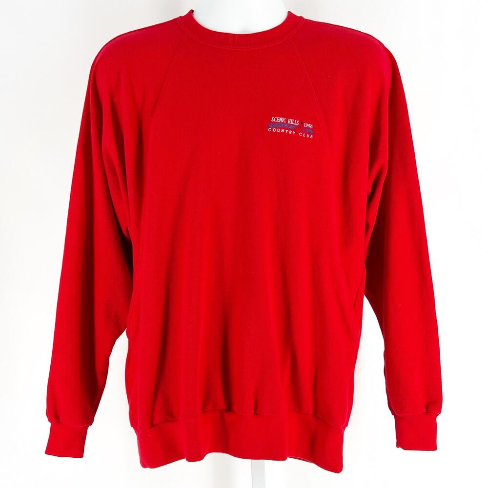 Y2K waffle knit crewneck sweatshirt Scenic Hills Country Club 2000s vintage